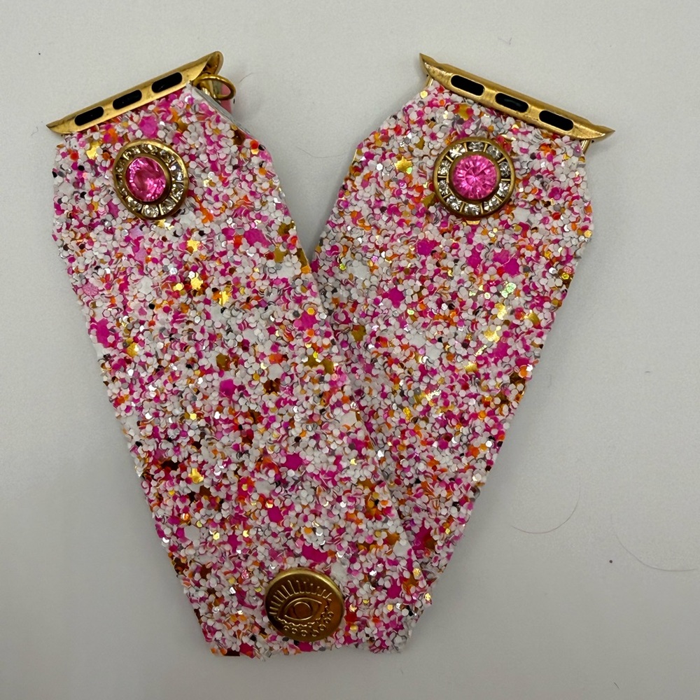Watch Me Creations Pink Confetti Glitter Apple Watch Band - Picture 2 of 4